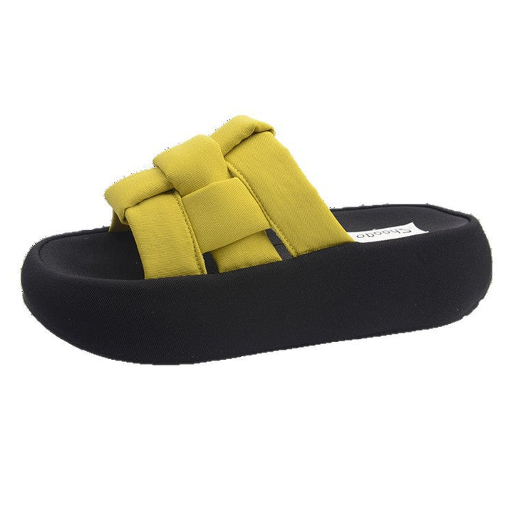 Damen bequeme Platform-Pantoletten mit gekreuzten Riemen