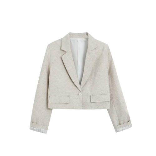 Damen Kurzblazer im Cropped‑Schnitt mit Reverskragen und Pattentaschen Nord Taschen