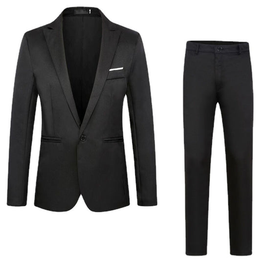 Herren tailliertes Anzugset aus feinem Satin mit schlanker Silhouette und Ein-Knopf-Sakko Nord Taschen