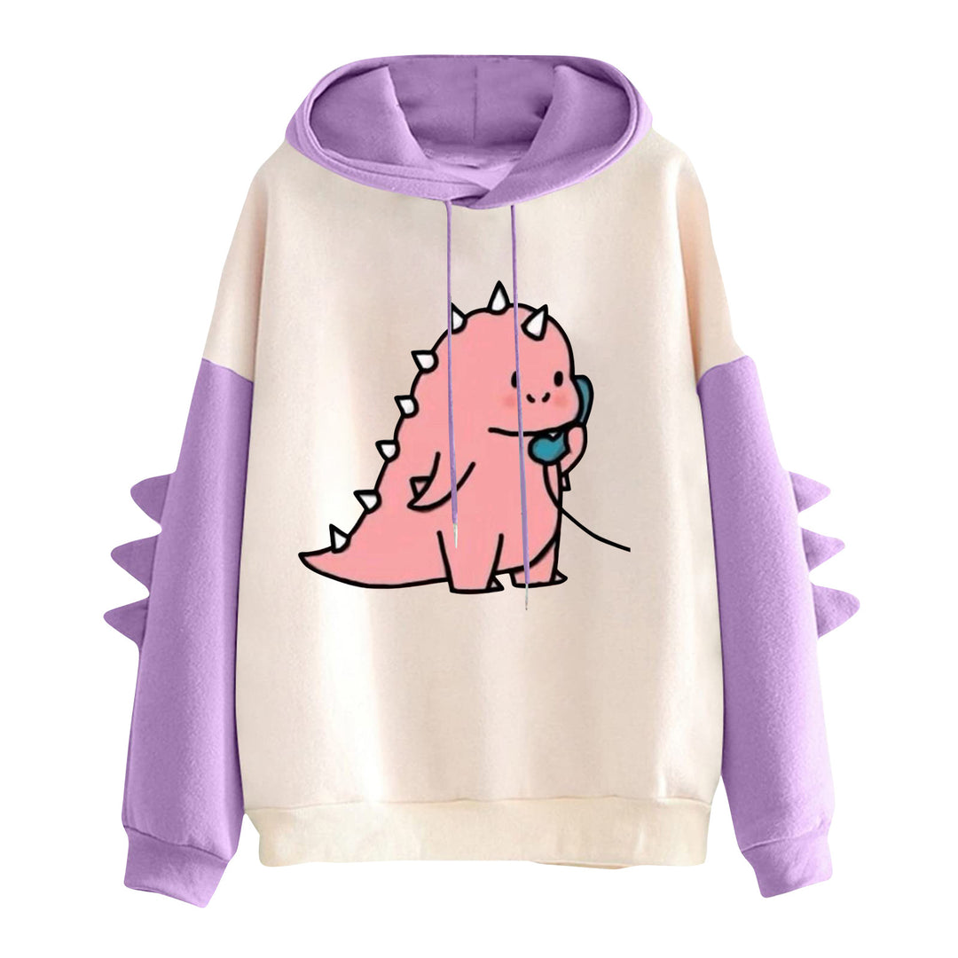 Damen nan Kapuzenpullover mit niedlichem Frosch-Motiv, Kängurutasche und volumigen Ärmelapplikationen Nord Taschen