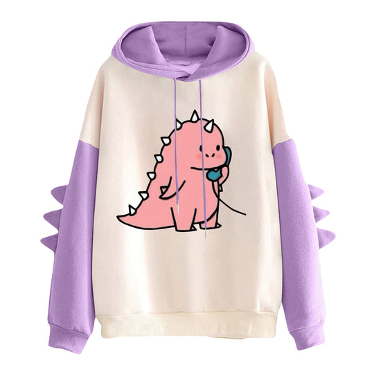 Damen nan Kapuzenpullover mit niedlichem Frosch-Motiv, Kängurutasche und volumigen Ärmelapplikationen Nord Taschen