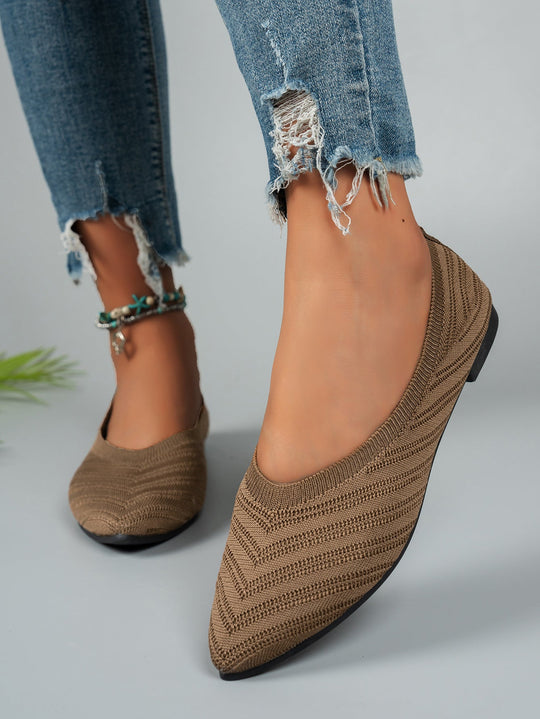 Damen elegante Ballerinas aus atmungsaktivem Strickmaterial - Arvani