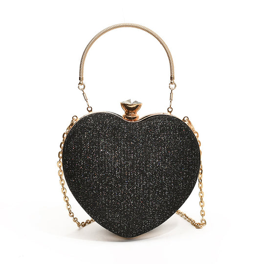 Damen Herzförmige Handtasche mit Glitzerfinish Nord Taschen