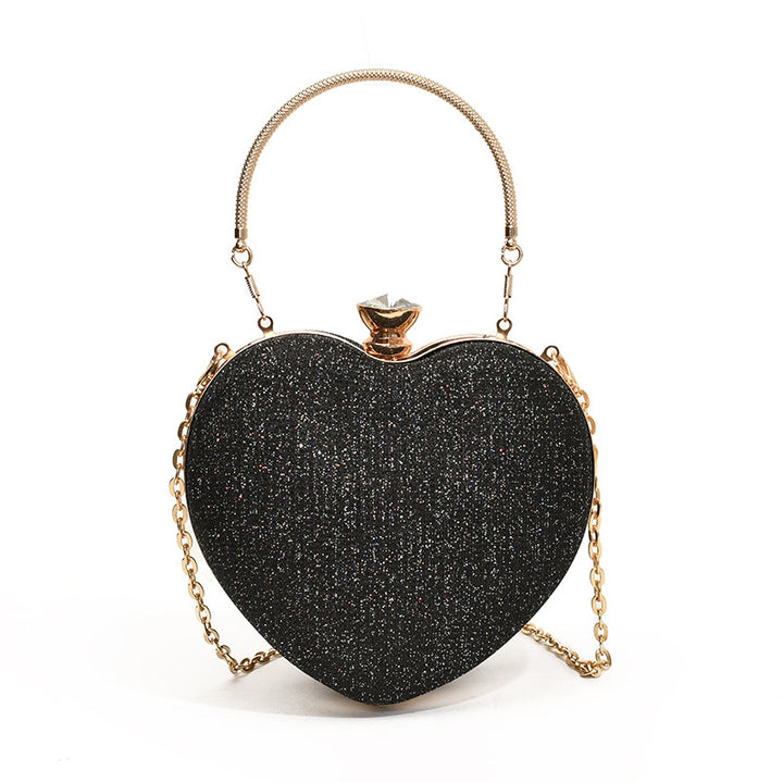Damen Herzförmige Handtasche mit Glitzerfinish Nord Taschen