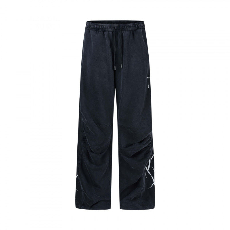 Herren weite Sweatpants im Baggy‑Cut mit Elastikbund, Kordelzug und geraffter Kniepartie Nord Taschen