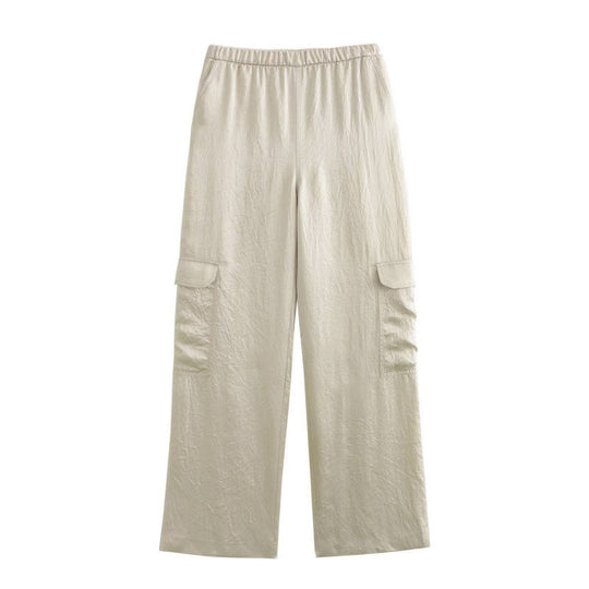 Damen Weite Cargo-Hose mit elastischem Bund und aufgesetzten Klappentaschen Nord Taschen