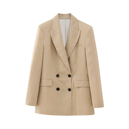 Damen Doppelreihiger Longblazer im minimalistischen Tailoring-Stil mit Peak-Revers Nord Taschen