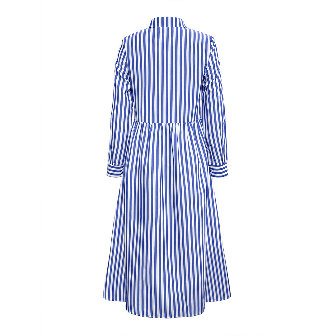Damen Hemdblusenkleid mit vertikalem Streifenmuster und eleganter Knopfleiste