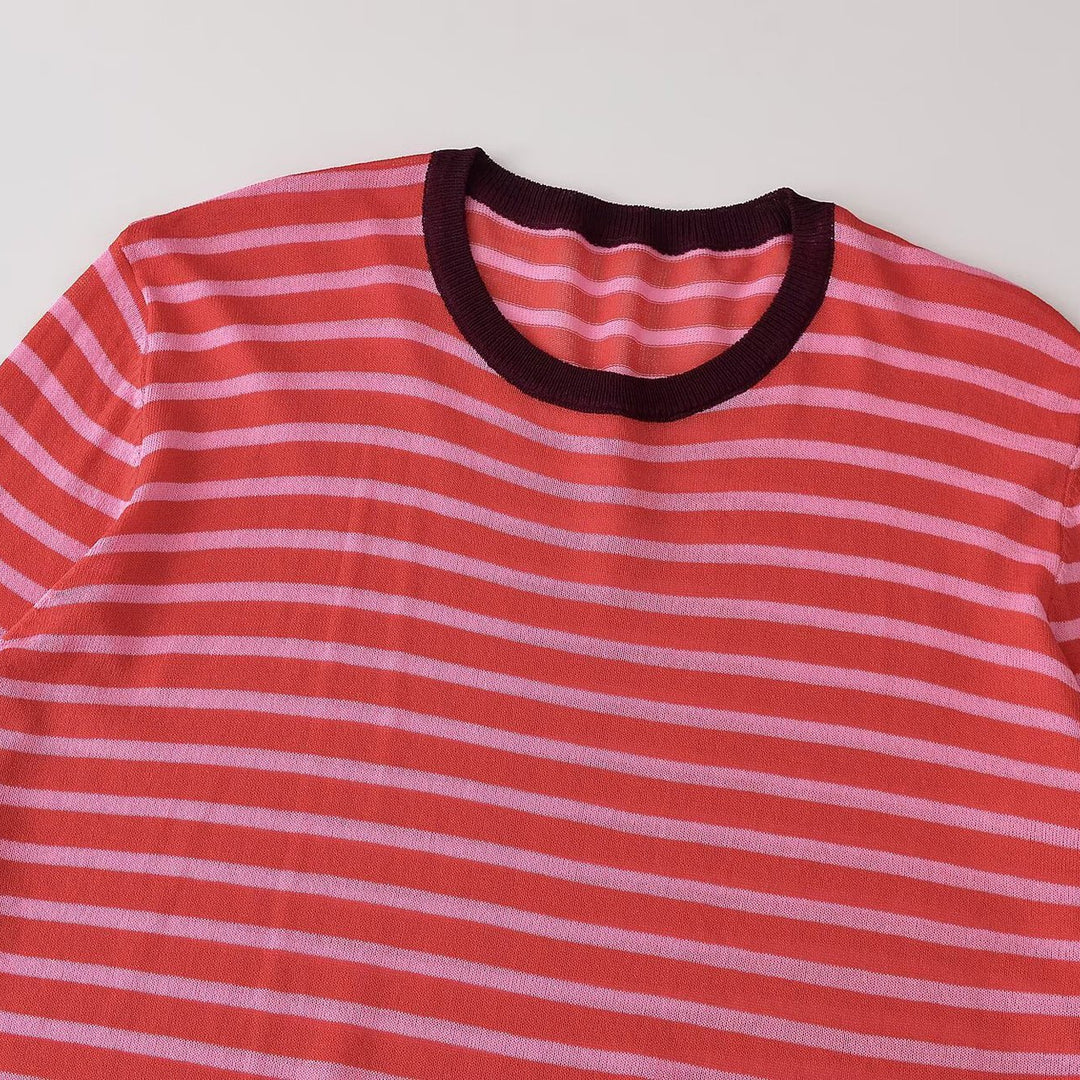 Damen Feinstrick-Longsleeve mit maritimen Querstreifen und kontrastierten Ärmeln Nord Taschen