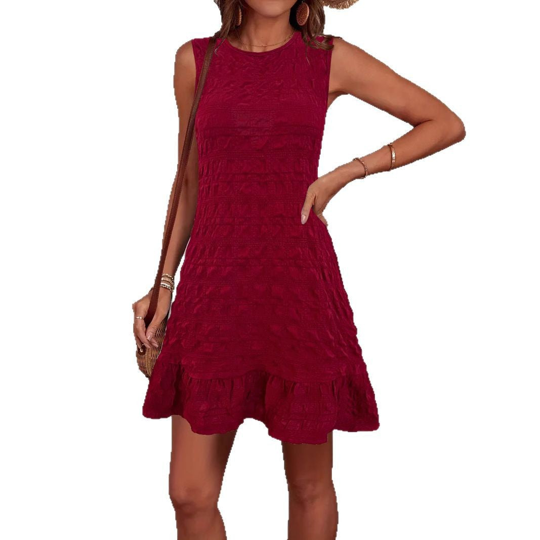Damen ärmelloses Sommerkleid mit Rüschendetails