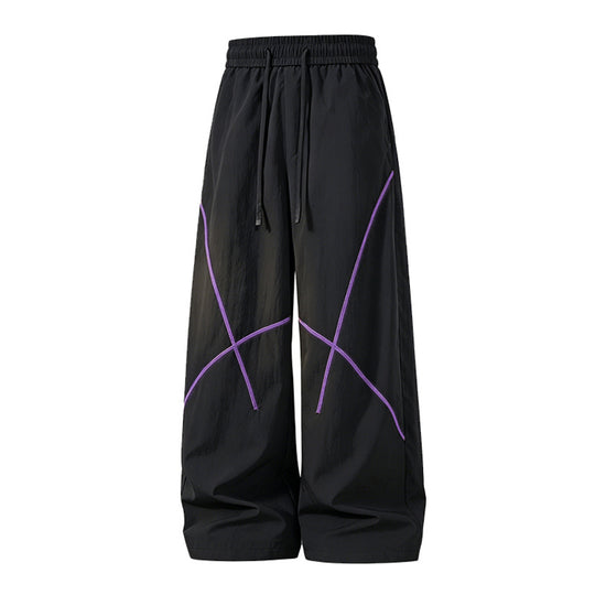 Herren Weite Funktions-Nylonhose mit Kordelbund, reflektierenden Nahtdetails & lässiger Baggy‑Silhouette Nord Taschen