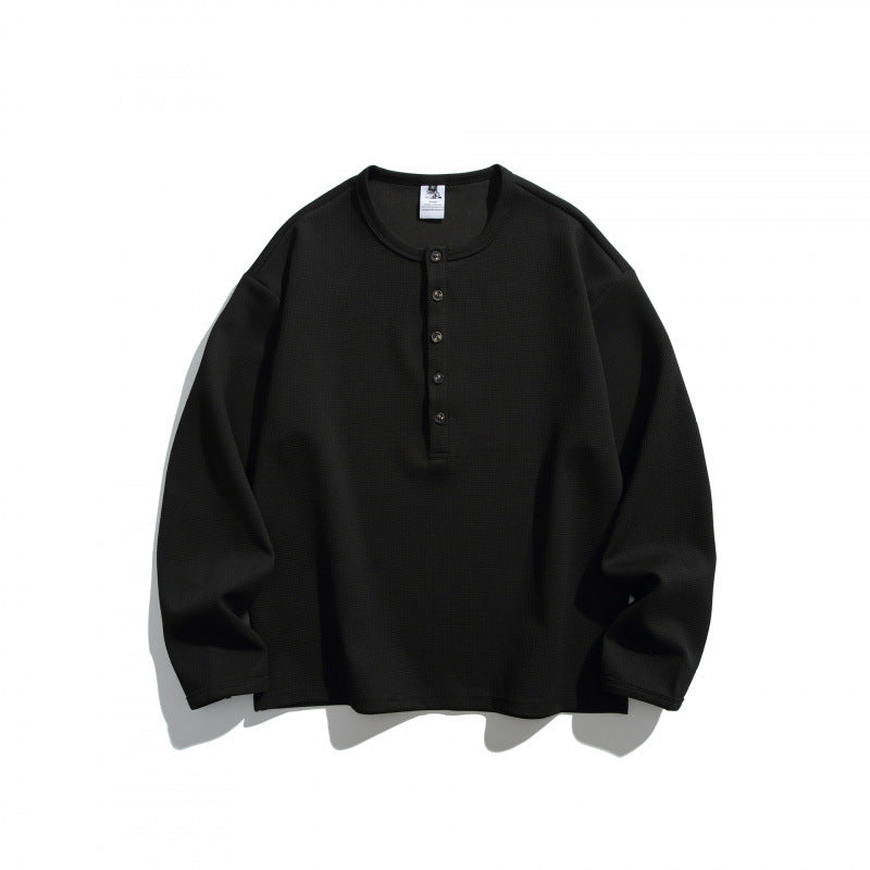 Unisex Waffelstruktur-Henleyshirt mit Knopfleiste und Oversize-Schnitt Nord Taschen