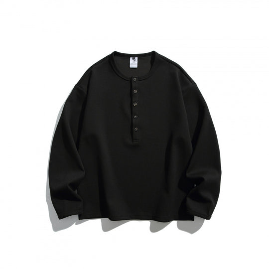 Unisex Waffelstruktur-Henleyshirt mit Knopfleiste und Oversize-Schnitt Nord Taschen