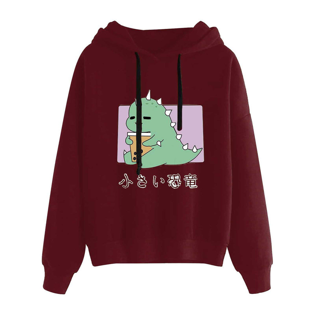 Damen nan kurz geschnittener Cropped-Kapuzenpullover mit niedlicher Frosch-Illustration und verstellbarer Kapuze Nord Taschen