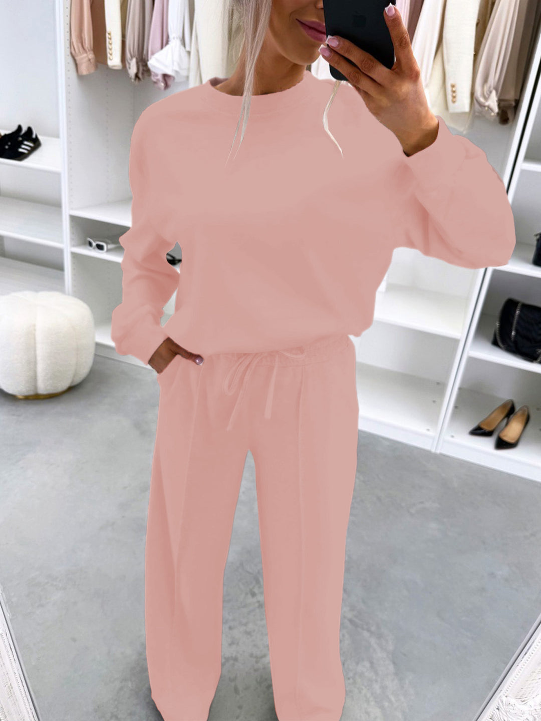 Damen Casual-Loungewear-Set mit Oversize-Batwing-Pullover und weitem Jersey-Hosenbein Nord Taschen