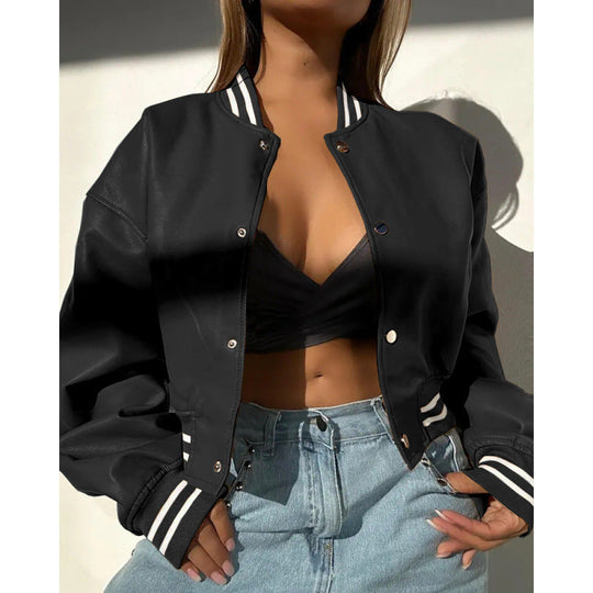Damen Sportliche cropped Bomberjacke im Vintage-Stil