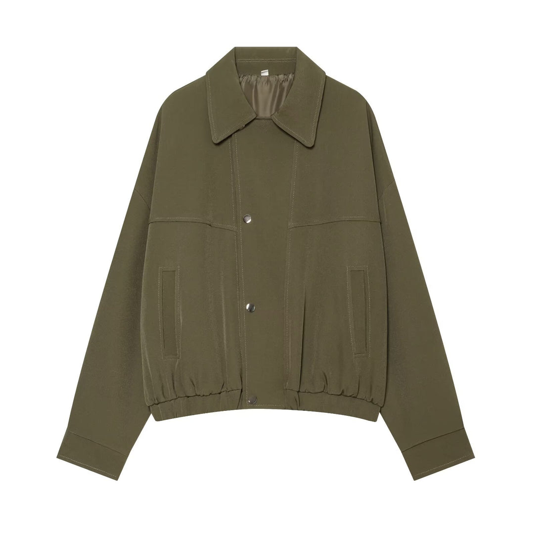 Damen Kurzgeschnittene Utility Blousonjacke mit Tunnelzugbund und aufgesetzten Eingrifftaschen Nord Taschen