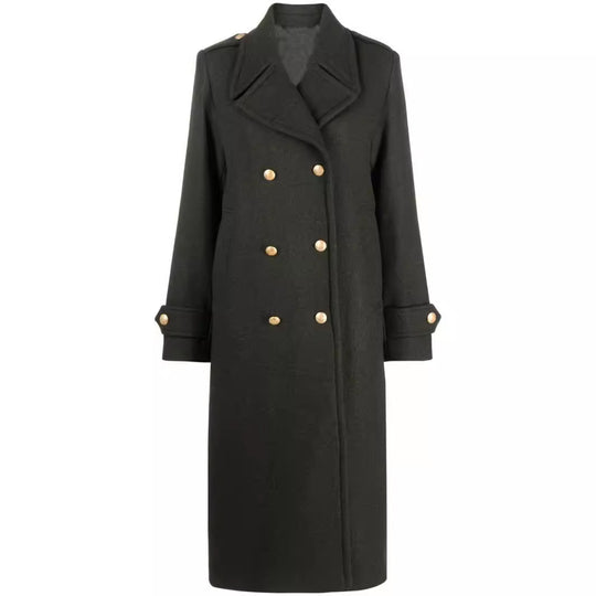 Damen Doppelreihiger Oversize-Wollmix-Mantel mit markantem Revers und verstellbaren Manschetten Nord Taschen
