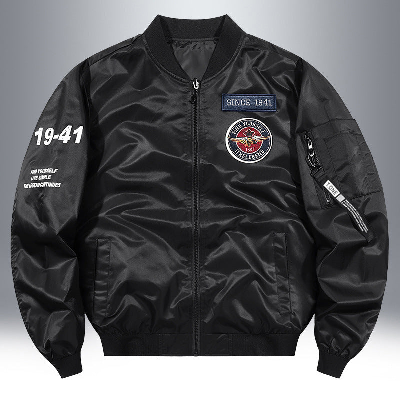 Herren Leichte Nylon-Bomberjacke im Aviator-Style mit Patchdetails und Ärmeltasche Nord Taschen
