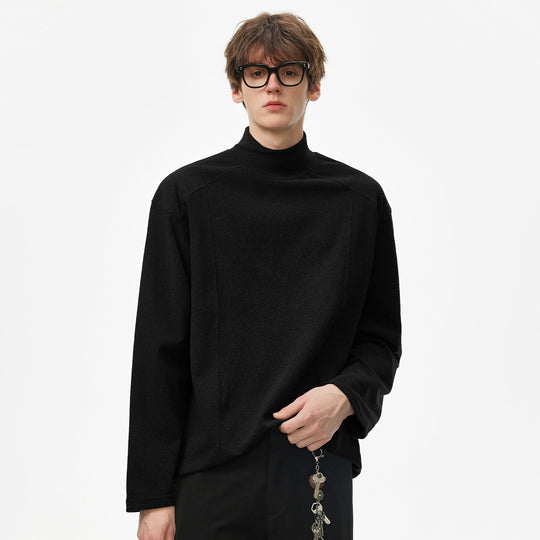Herren Oversize Rollkragenpullover aus weichem Baumwoll‑Mix mit Raglanärmeln Nord Taschen
