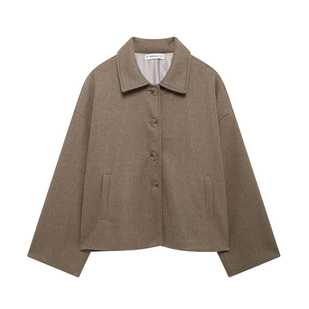 Damen Kurzmantel aus Woll-Mix mit Oversize‑Silhouette und verdeckter Knopfleiste Nord Taschen