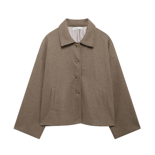 Damen Kurzmantel aus Woll-Mix mit Oversize‑Silhouette und verdeckter Knopfleiste Nord Taschen