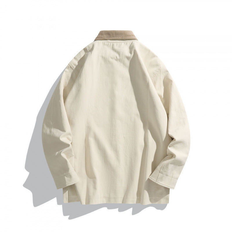 Unisex Kastenförmige Canvas-Fieldjacke mit Kontrast-Cordkragen und Utility-Taschen Nord Taschen