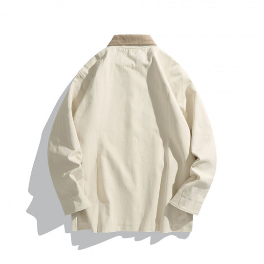 Unisex Kastenförmige Canvas-Fieldjacke mit Kontrast-Cordkragen und Utility-Taschen Nord Taschen