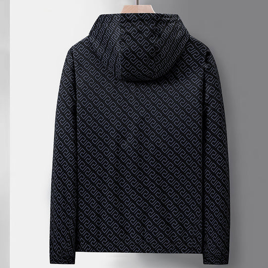 Herren Leichte Kapuzen-Patternjacke aus Mikrofaser mit urbanem Geometrie-Print Nord Taschen
