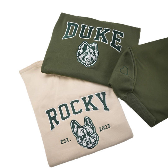 Unisex Besticktes College-Sweatshirt mit Hundeporträt und Vintage-Logo Nord Taschen