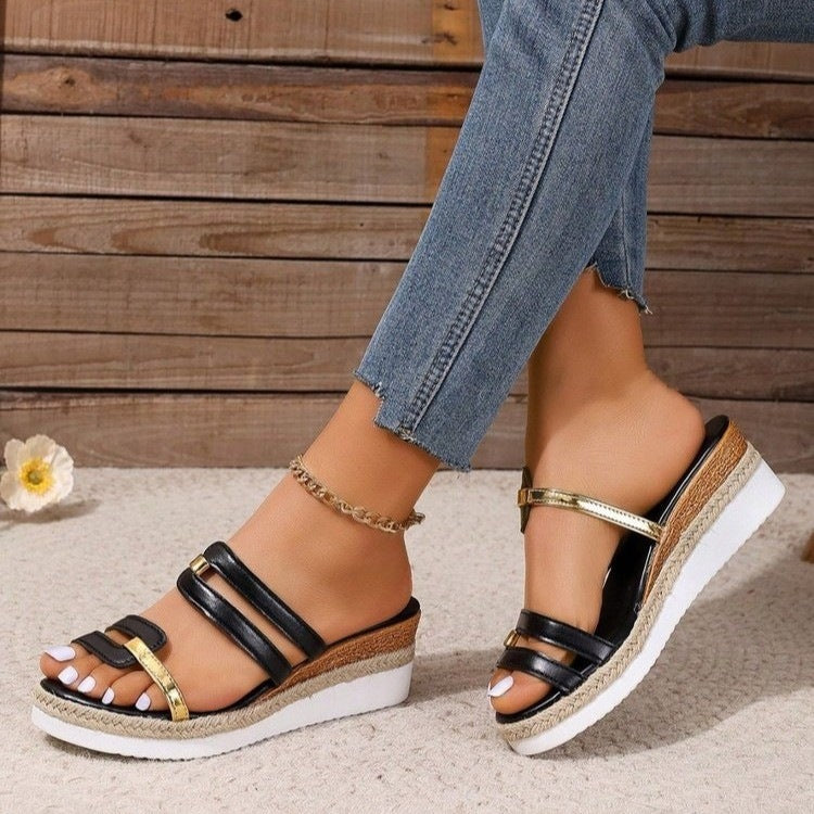 Damen Trendige und bequeme Keilsandalen mit verstellbaren Riemen