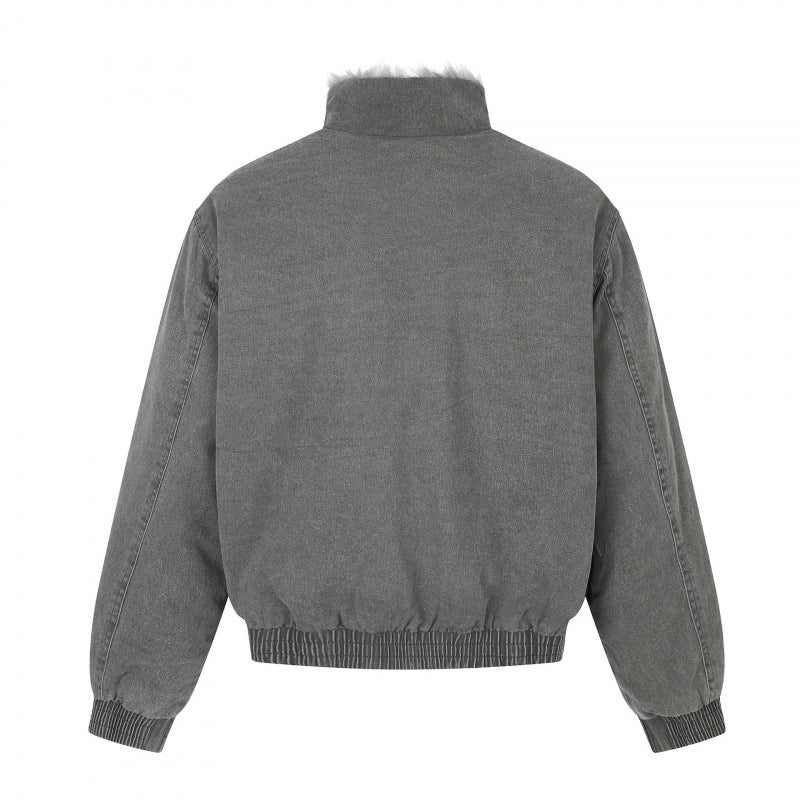 Herren Kurz geschnittene Blousonjacke mit Kunstfellfutter, Stehkragen und elastischem Saum Nord Taschen