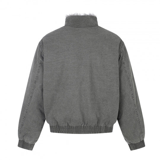Herren Kurz geschnittene Blousonjacke mit Kunstfellfutter, Stehkragen und elastischem Saum Nord Taschen