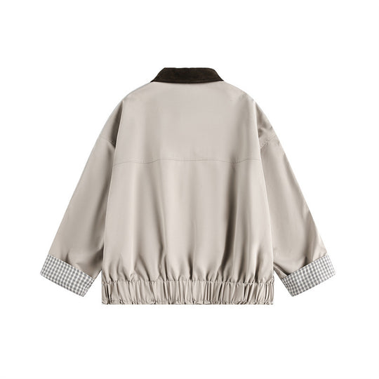 Unisex Kurz geschnittene Boxy‑Blousonjacke mit Cordkragen und kariertem Ärmelumschlag Nord Taschen