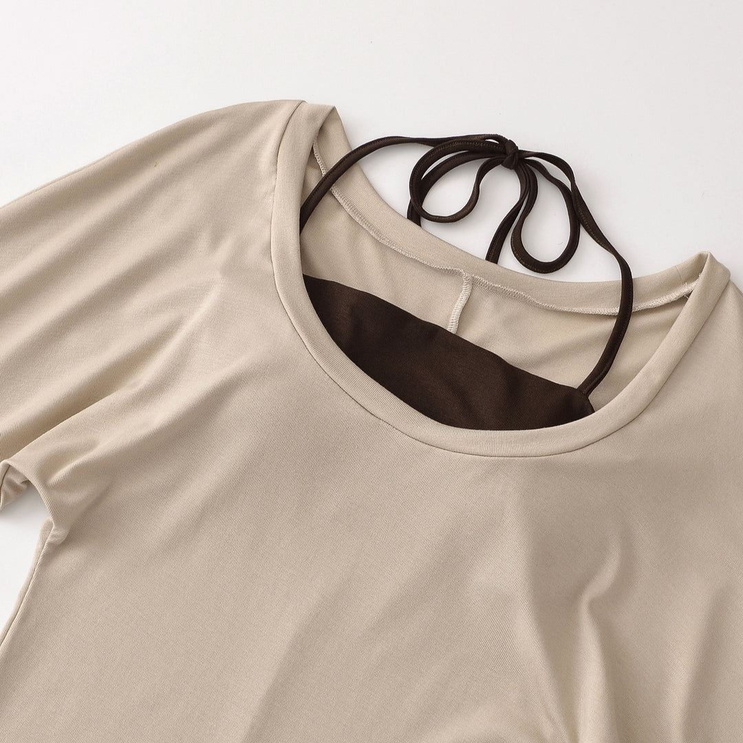Damen Lagen-Langarmshirt mit integriertem Spaghettiträger-Cami und weitem Rundhals Nord Taschen