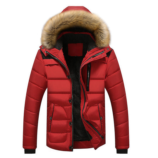 Herren Thermo-Steppparka mit Kapuze, Kunstfellbesatz und Fleece-Innenfutter Nord Taschen