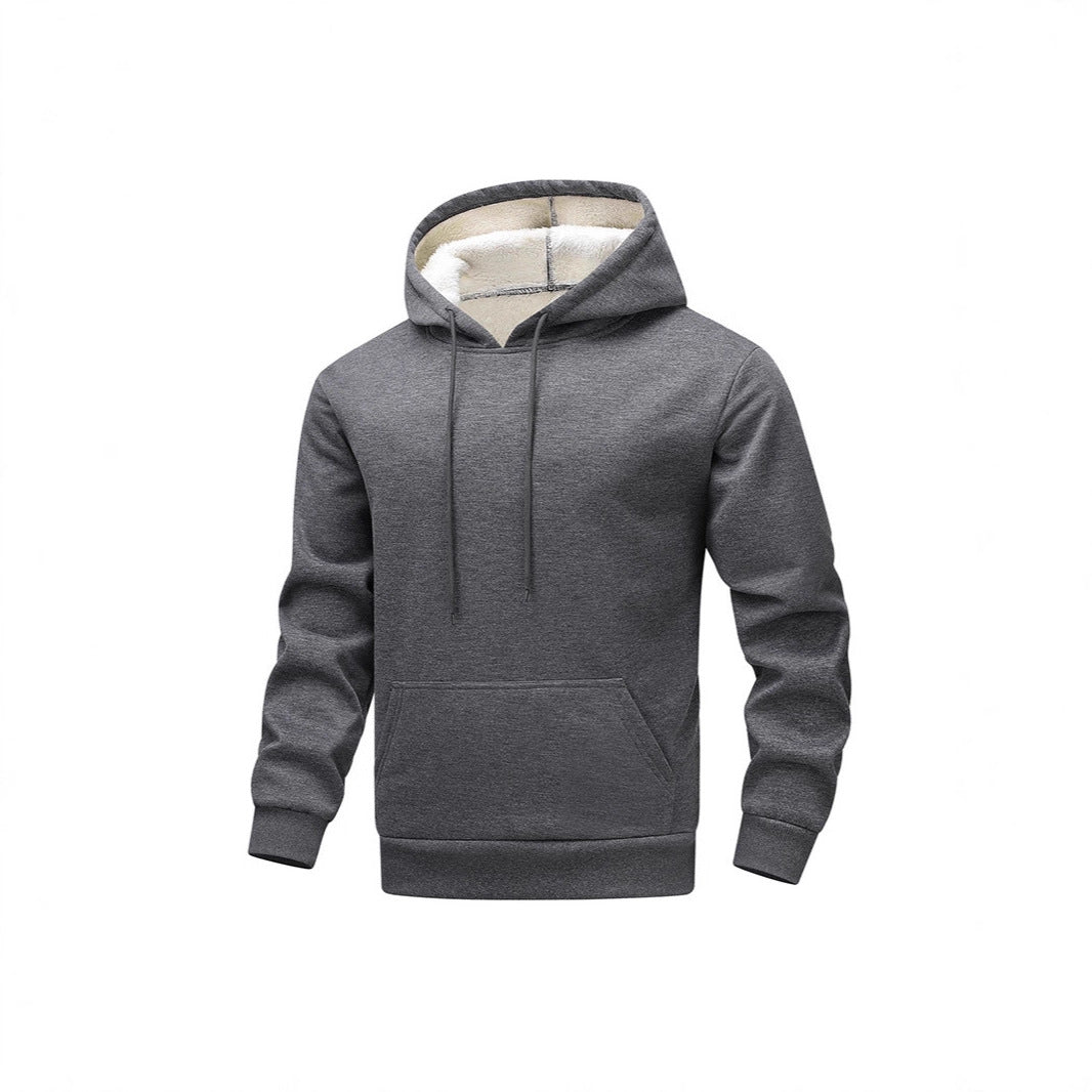 Herren Kuscheliger Teddyfleece-Kapuzenpullover mit Sherpa-Futter und Kängurutasche Nord Taschen