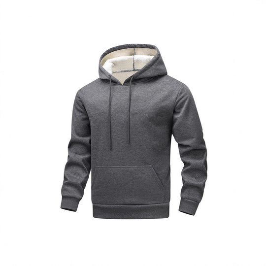 Herren Kuscheliger Teddyfleece-Kapuzenpullover mit Sherpa-Futter und Kängurutasche Nord Taschen