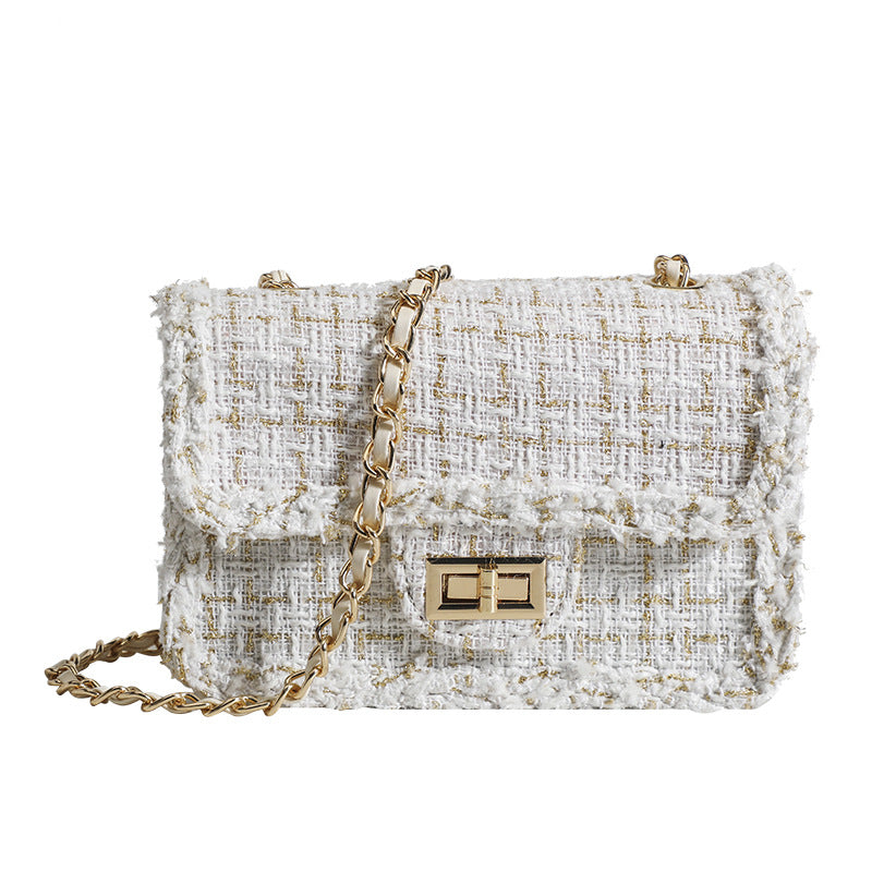 Damen Designer Handtasche aus hochwertigem Strukturstoff mit elegantem Kettenverschluss Nord Taschen