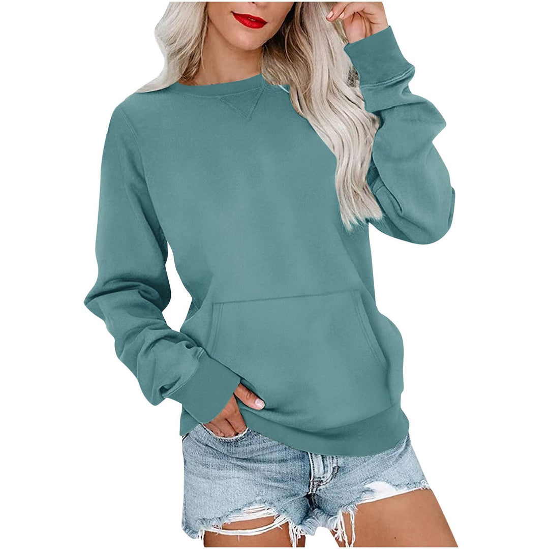 Damen Lockeres Sweatshirt mit Rundhalsausschnitt und Kängurutasche Nord Taschen
