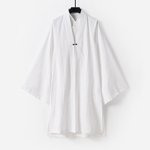 Unisex Asiatisch inspirierte Oversize-Kimono-Jacke mit Trompetenärmeln und kleinem Knebelverschluss Nord Taschen
