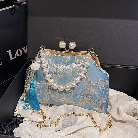 Damen elegante Abendtasche mit Perlenschmuck Nord Taschen