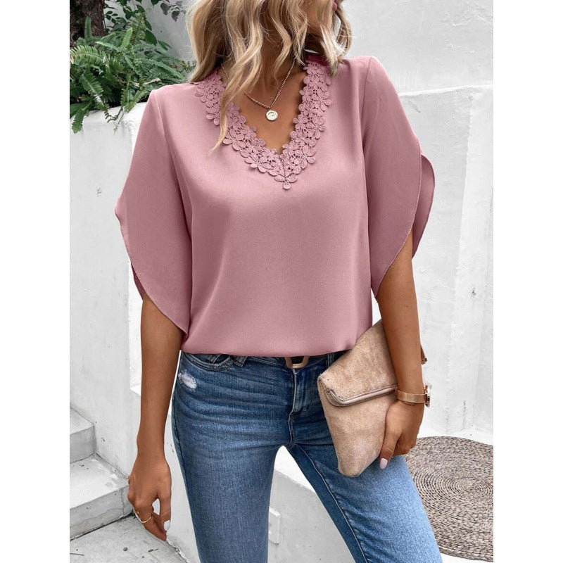 Damen elegante Bluse mit Spitzenverzierung Nord Taschen