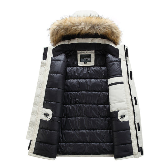 Herren Parka mit abnehmbarer Kapuze und Kunstfellbesatz, wind- und wasserdichte Thermoisolierung Nord Taschen
