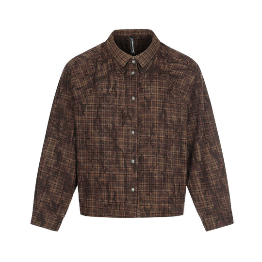 Herren Oversized Karo-Overshirt im Blousonstil mit distressed Finish Nord Taschen