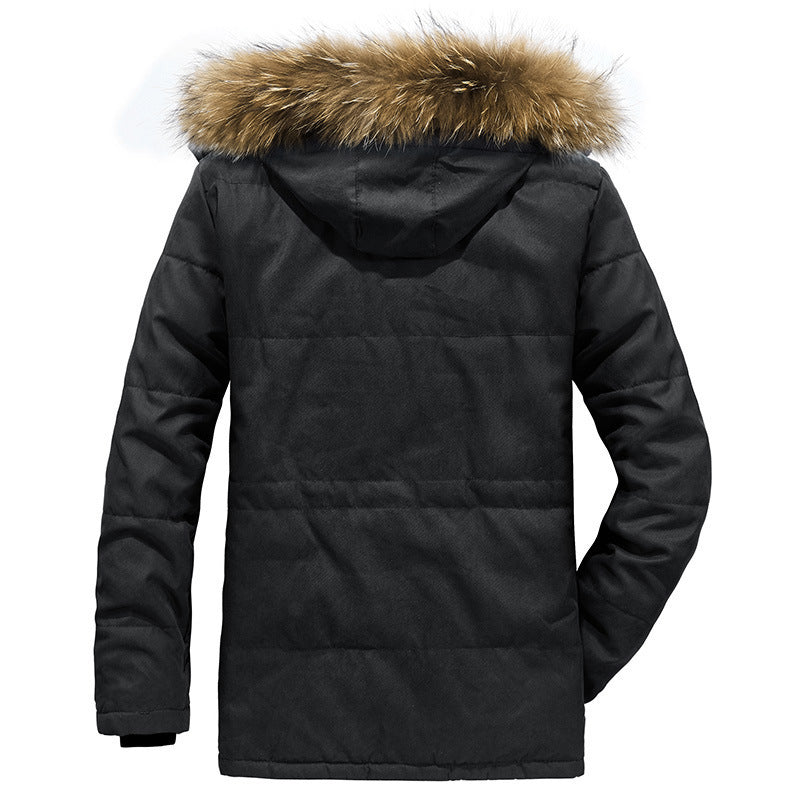 Herren wattierter Parka mit Kunstfellkapuze und Teddyfutter Nord Taschen