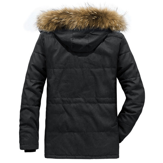 Herren wattierter Parka mit Kunstfellkapuze und Teddyfutter Nord Taschen