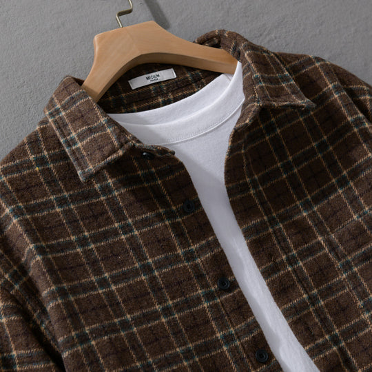 Herren Lockeres Flanell-Hemdjacken-Overshirt mit weichem Griff und aufgesetzter Brusttasche Nord Taschen