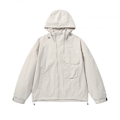 Unisex Leichte Kapuzen-Übergangsjacke mit großem Pattentaschen-Detail und Kordelzug Nord Taschen