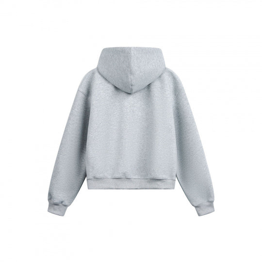 Damen Boxy-Kapuzen-Sweatjacke mit durchgehendem Reißverschluss, kariert gefütterter Kapuze und Kängurutaschen Nord Taschen